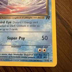 Dark Golduck Team Rocket 1st Edition 37/82 WOTC Vintage Pokemon Card 2000 LP - Image 5