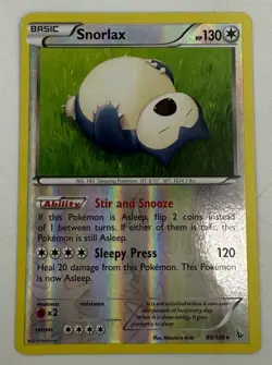 Snorlax 80/106 Reverse Holo Rare XY Flashfire Pokemon Card Near Mint - Image 1