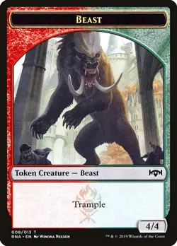 Beast Token 10x - Red / Green - Nelson Art - RNA Ravnica Allegiance MTG Magic NM - Image 1