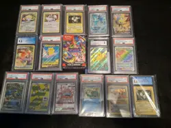 Huge Pokemon PSA Graded Lot of 15 + Booster Bundle +Full Arts SIRs Vintage Bulk - Image 1