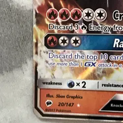 Pokemon TCG Charizard GX Holo Ultra Rare Card Burning Shadows 20/147 Mint - Image 4