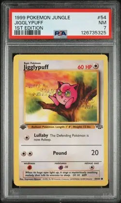 1999 Pokemon Jungle 1st Edition #54 Jigglypuff PSA NM 7 - Image 1