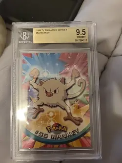 1999 Pokemon Topps Mankey 56 Ungraded NM or Better - Image 1