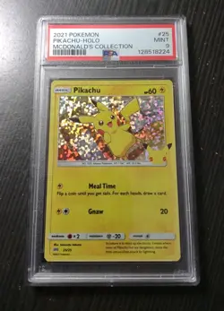 2021 Pokemon TCG PIKACHU Holo #25 McDonald's Collection PSA 9 Mint - Image 1