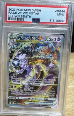 PSA 9 MINT Mewtwo VSTAR Crown Zenith Full Art Holo 2023 Pokemon GG44 - Image 1