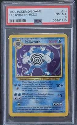 POKEMON POLIWRATH 13/102 Unlimited Base Set 1999 Holo Rare PSA 8 NM-MT - Image 1