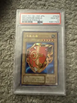 2001 YU-GI-OH! JPN PREM PACK 5 #P509 MILLENNIUM SHIELD PSA 10 - Image 1