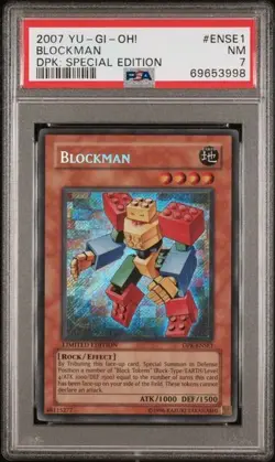 Yu-Gi-Oh! Blockman, Secret Rare, 2007, DPK-ENSE1, Limited, PSA 7 - Image 1