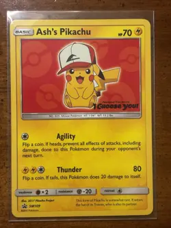 Ash's Pikachu SM109 Sun & Moon Black Star Promo 2017 Pokemon Card NM - Image 1