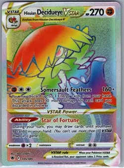 Hisuian Decidueye VSTAR 195/189 SWSH10: Astral Radiance - Pokemon Card - NM - Image 1