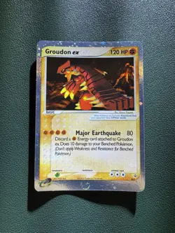 Pokemon 2003 Black Star Promo #002 Groudon EX-Holo LP+-NM Raw (With Swirl) Card - Image 1