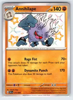 Annihilape 171/091 2024 S&V Paldean Fates Pokemon Card Shiny Holo Rare - Nm - Image 1