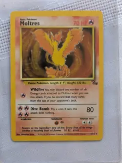 Moltres Holo Rare Fossil Base Set 1999 Pokemon Card 12/62 Ungraded NM - Image 2
