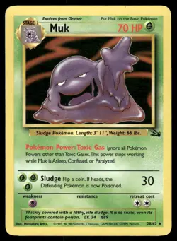 Pokemon Cards Muk 28/62 UNLIMITED Fossil WOTC Rare NM - Image 1
