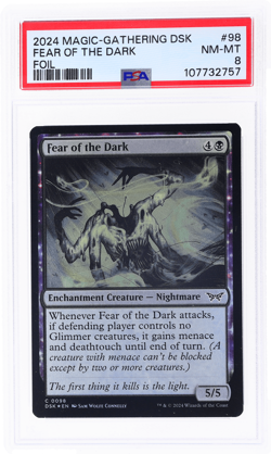 2024 Magic the Gathering Duskmourn House of Horror Fear Dark Foil #98 PSA 8 - Image 1