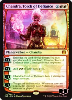 1x Chandra, Torch of Defiance - Foil - Prerelease Promo Heavy Play MTG Magic - K - Image 1