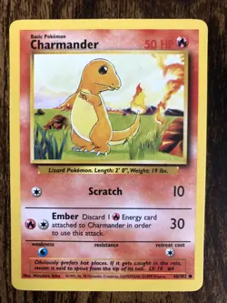 Charmander 46/102 Base Set WOTC 1999 Non-Holo Pokemon Card LP - Image 1