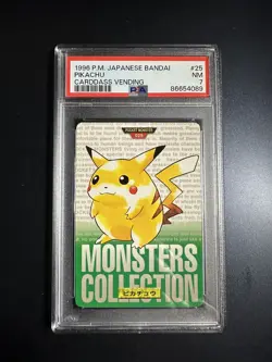 1996 Pokemon Bandai Carddass Pikachu Green Vending #025 PSA 7 - Image 1