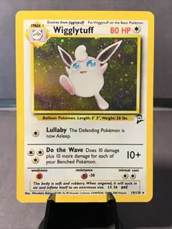 Pokemon TCG Wigglytuff #19/130 Base Set 2 Unlimited Holo Rare WOTC VTG LP Swirl - Image 1