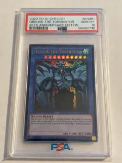 2023 YU-GI-OH! #LC01-EN001 OBELISK THE TORMENTOR 25TH ANNIVERSARY EDITION PSA 10 - Image 1