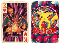 1998 Vintage Charizard King of Hearts Pokemon Televi-kun Poker Playing Card - Image 1