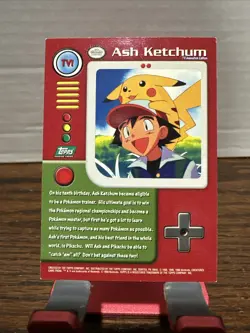Topps Series 1 1999 TV Animation Ed ASH KETCHUM TV1 Pokemon Character Card - Image 2