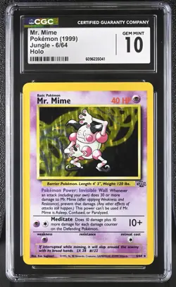 CGC 10 GEM MINT Mr. Mime 1999 Jungle 6/64 Holo Pokemon Card - Image 1