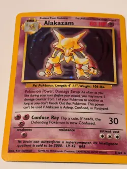 Alakazam 1/102 Rare Holo Pokemon Card WOTC Base Set MP - w/ Free Abra + Kadabra - Image 2