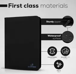 9 Pocket Trading Card Binder 36 Pages Card Collection Binder PU Leather Zip - Image 4