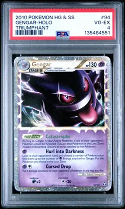 2010 POKEMON HEARTGOLD & SOULSILVER TRIUMPHANT #94 GENGAR-HOLO PSA 4 - Image 1