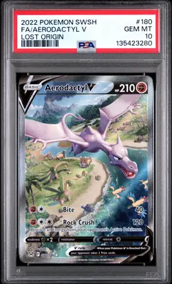 2022 Pokemon Sword & Shield Lost Origin #180 Fa/Aerodactyl V Lost Origin PSA 10 - Image 1