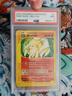 2002 Pokemon Expedition Base Set Reverse Holo Ninetales #21 21/165 Graded PSA 9 - Image 3