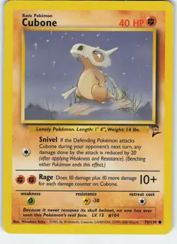 Cubone 070/130 Common Normal Base Set 2 LP/MP Pokemon - Image 1