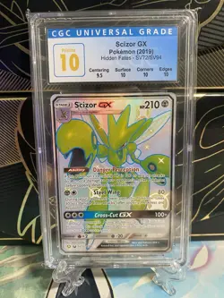 Pokemon Hidden Fates CGC 10 Pristine Scizor GX SV72/SV94 Shiny Vault - Image 1