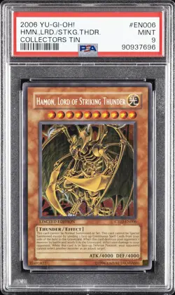 2006 YU-GI-OH! COLLECTORS TIN #EN006 HAMON, LORD OF STRIKING THUNDER PSA 9 - Image 1