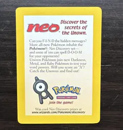 Pokemon League Advertisement Pichu Unown Neo Discovery Vintage Card - Image 2