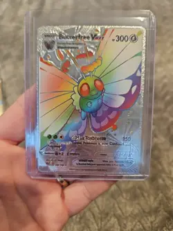 Butterfree Vmax Silver Rainbow Foil Fan Art Vinyl 190/189 Collector Card - Image 1
