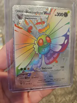 Butterfree Vmax Silver Rainbow Foil Fan Art Vinyl 190/189 Collector Card - Image 2