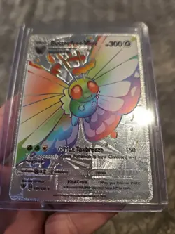 Butterfree Vmax Silver Rainbow Foil Fan Art Vinyl 190/189 Collector Card - Image 3