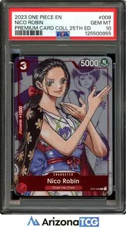 One Piece 2023 Nico Robin 008 Premium Card Collection 25th Ed GEM MT PSA 10 - Image 1