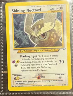 Pokemon TCG Neo Destiny Shining Noctowl Holo Rare Card 110/105 - Image 1