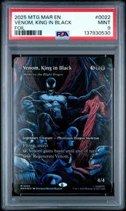 2025 MTG MARVEL'S SPIDER-MAN: SOURCE MAT FOIL #0022 VENOM, KING IN BLACK PSA 9 - Image 1