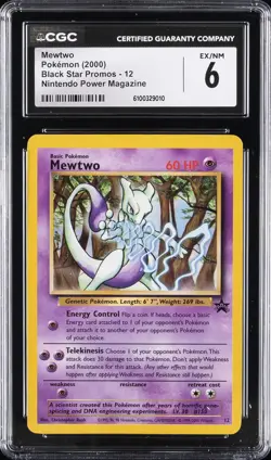 2000 POKEMON BLACK STAR PROMOS NINTENDO POWER MAGAZINE #12 MEWTWO CGC 6 - Image 1