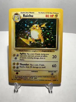 Raichu Holo Rare 14/102 Pokemon - Base Set Unlimited LP / MP - Image 1