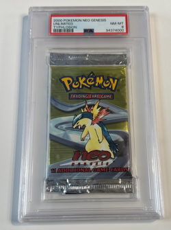 Pokemon TCG 2000 NEO GENESIS SEALED BOOSTER PACK PSA 8 NM-MT TYPHLOSION - Image 1