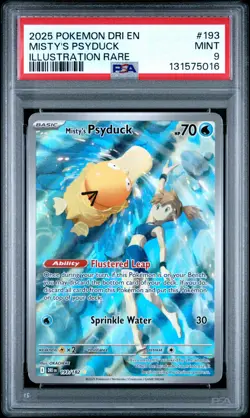 2025 POKEMON DRI EN-DESTINED RIVALS ILLUSTRATION RARE #193 MISTY'S PSYDUCK PSA 9 - Image 1