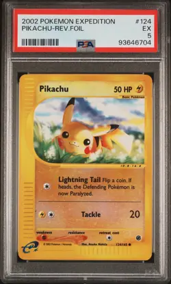 PSA 5 - 2002 Pokemon Expedition PIKACHU Reverse Foil #124 (6704) - Image 1