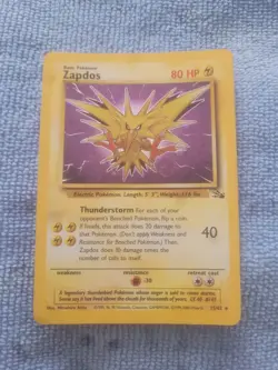 Pokemon TCG Zapdos Fossil 15/62 Unlimited Holo Unique Rare - Image 1