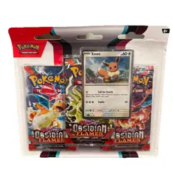 Pokemon TCG: Obsidian Flames Scarlet & Violet Eevee Blister (3) Pack New Sealed 820650853784 - Image 1