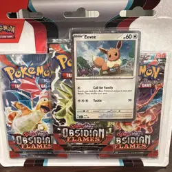 Pokemon TCG: Obsidian Flames Scarlet & Violet Eevee Blister (3) Pack New Sealed 820650853784 - Image 2